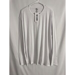 True Classic White Long Sleeve Henley Shirt 2XL NWT Men's Casual Basic Tee
